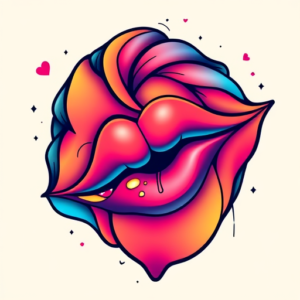 Gradient Color Kiss Tattoo