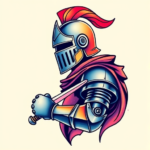 Gradient Color Knight Tattoo