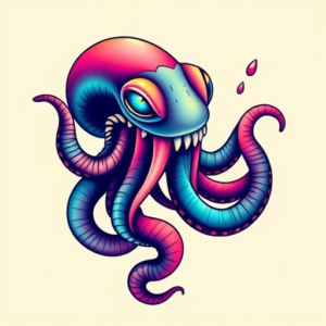 Gradient Color Kraken Tattoo