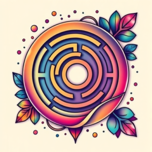 Gradient Color Labyrinth Tattoo