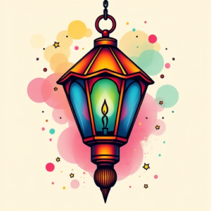 Gradient Color Lantern Tattoo