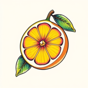 Gradient Color Lemon Tattoo