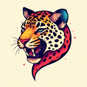 Gradient Color Leopard Tattoo