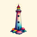 Gradient Color Lighthouse Tattoo