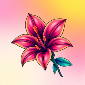 Gradient Color Lily Tattoo