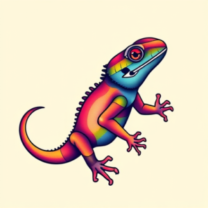 Gradient Color Lizard Tattoo