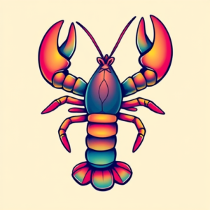 Gradient Color Lobster Tattoo