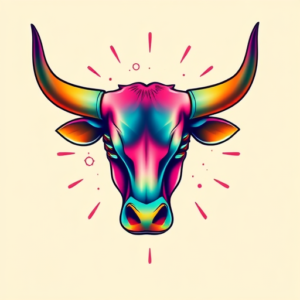 Gradient Color Longhorn Tattoo