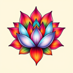 Gradient Color Lotus Tattoo