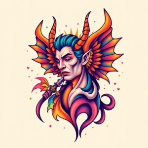 Gradient Color Lucifer Tattoo