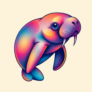 Gradient Color Manatee Tattoo