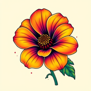 Gradient Color Marigold Tattoo