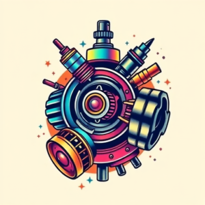 Gradient Color Mechanic Tattoo
