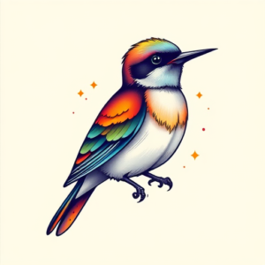 Gradient Color Mockingbird Tattoo