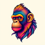 Gradient Color Monkey Tattoo