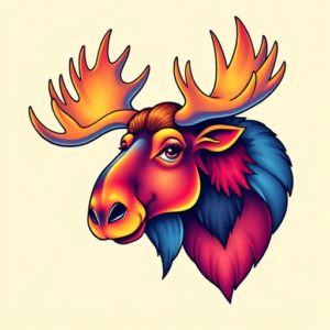 Gradient Color Moose Tattoo
