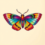 Gradient Color Moth Tattoo