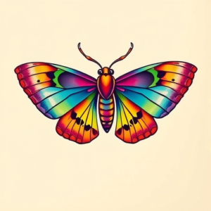 Gradient Color Moth Tattoo