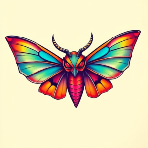 Gradient Color Mothman Tattoo