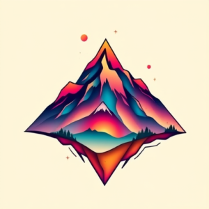 Gradient Color Mountain Tattoo