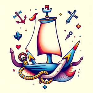 Gradient Color Nautical Tattoo