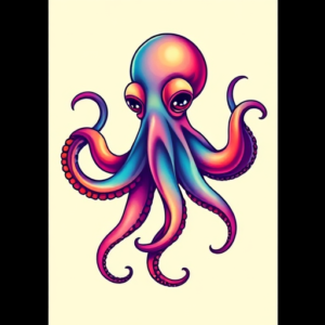 Gradient Color Octopus Tattoo