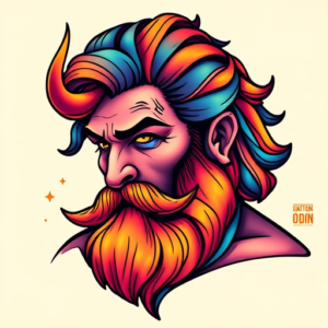 Gradient Color Odin Tattoo