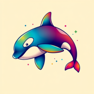 Gradient Color Orca Tattoo