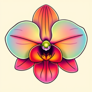 Gradient Color Orchid Tattoo