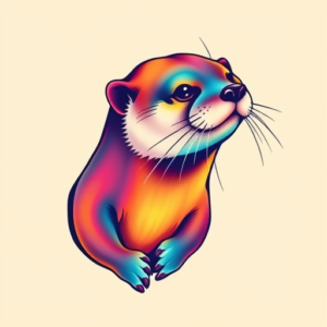 Gradient Color Otter Tattoo