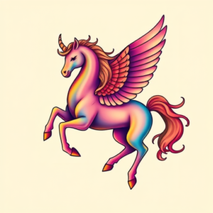 Gradient Color Pegasus Tattoo