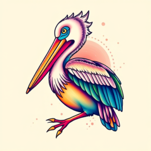Gradient Color Pelican Tattoo