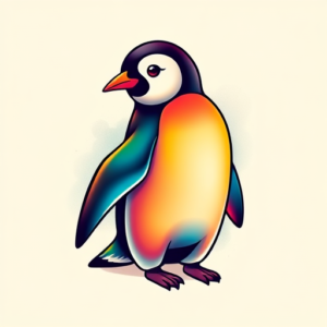 Gradient Color Penguin Tattoo