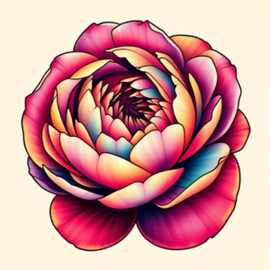 Gradient Color Peony Tattoo