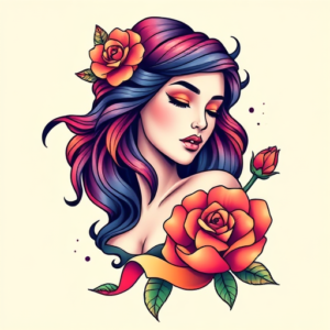 Gradient Color Persephone Tattoo