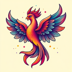 Gradient Color Phoenix Tattoo