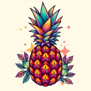Gradient Color Pineapple Tattoo
