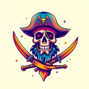 Gradient Color Pirate Tattoo