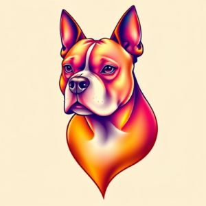 Gradient Color Pitbull Tattoo