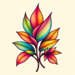 Gradient Color Plant Tattoo