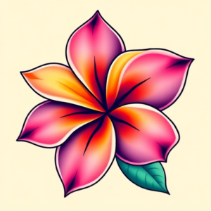 Gradient Color Plumeria Tattoo
