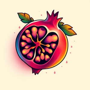 Gradient Color Pomegranate Tattoo