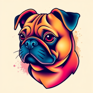 Gradient Color Pug Tattoo
