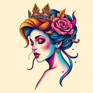 Gradient Color Queen Tattoo