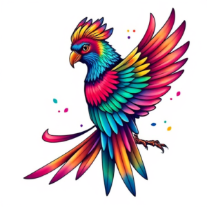 Gradient Color Quetzal Tattoo