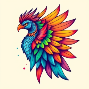 Gradient Color Quetzalcoatl Tattoo