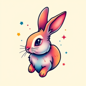 Gradient Color Rabbit Tattoo