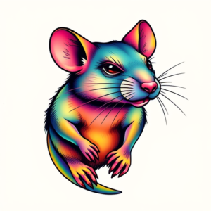 Gradient Color Rat Tattoo