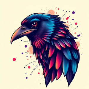 Gradient Color Raven Tattoo