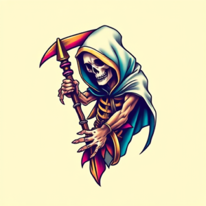 Gradient Color Reaper Tattoo